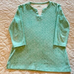 L.L.Bean Three-Quarter-Sleeve Split-neck Tunic Aqua Green women’s size small